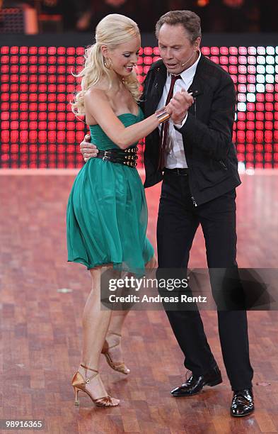 Jury members Peter Kraus and Isabel Edvardsson dance during the 'Let's Dance' TV show at Studios Adlershof on May 7, 2010 in Berlin, Germany.