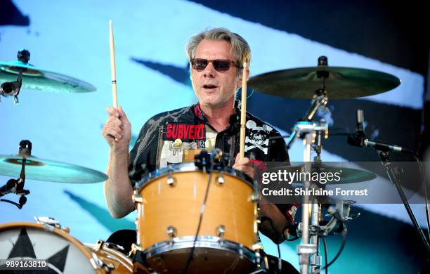 Charlie Heather of Levellers performs during Sounds Of The City at Castlefield Bowl on July 1, 2018 in Manchester, England.