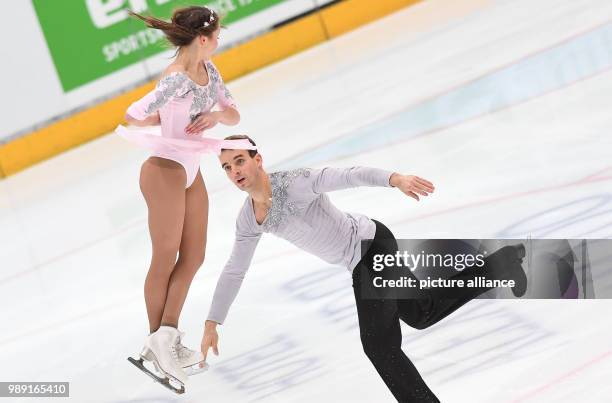 Annika Hocke and Ruben Blommaert in action during the Pair's event of the German Figure Skating Championships taking place in the Eissporthalle...