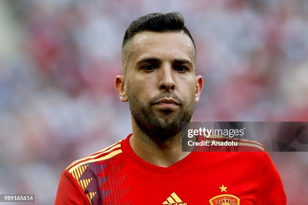 Jordi Alba of Spain is seen during 2018 FIFA World Cup Russia Round of 16 match between Spain and Russia at the Luzhniki Stadium in Moscow, Russia on...