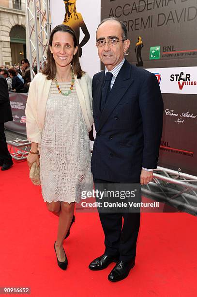 Giancarlo Leone and wife attend the 'David Di Donatello' movie awards at the Auditorium Conciliazione on May 7, 2010 in Rome, Italy.