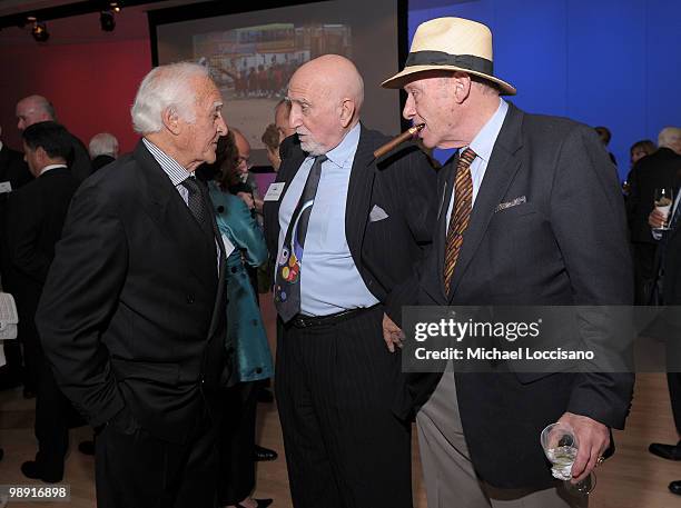 Actors Robert Loggia and Dominic Chianese and boxing historian Bert Sugar attend the pre-celebration reception for the 25th annual Ellis Island...