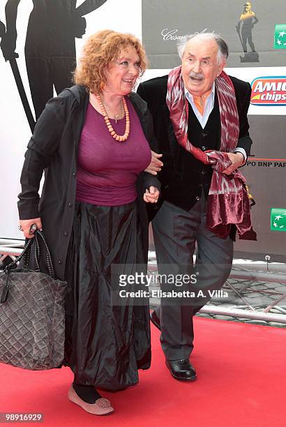 Tonino Guerra and wife attends the 'David Di Donatello' Italian Movie Awards on May 7, 2010 in Rome, Italy.