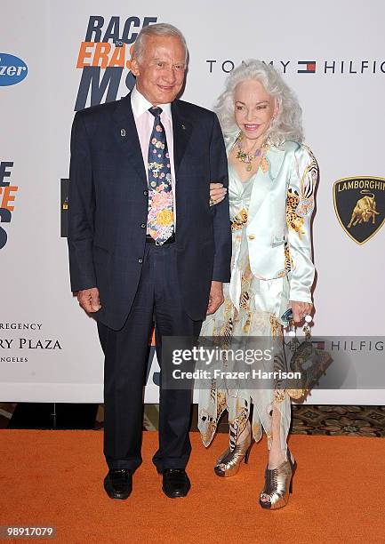 Astronaut Buzz Aldrin and wife Lois Aldrin arrive at the 17th Annual Race to Erase MS event co-chaired by Nancy Davis and Tommy Hilfiger at the Hyatt...