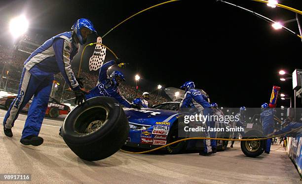 Carl Edwards, driver of the Copart Ford, pits during the NASCAR Nationwide series Royal Purple 200 presented by O'Reilly Auto Parts at Darlington...