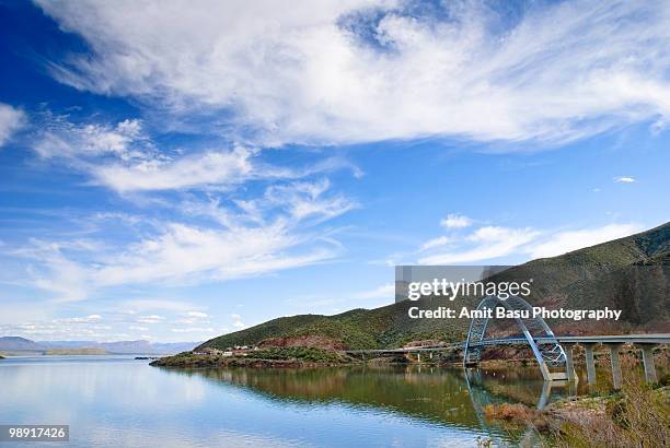 bridge over roosevelt lake, arizona - amit basu stockfoto's en -beelden