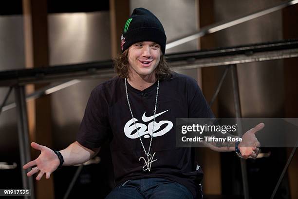 Pro snowboarder Louie Vito poses outside of Fuel Tv's "The Daily Habit" on May 7, 2010 in Los Angeles, California.