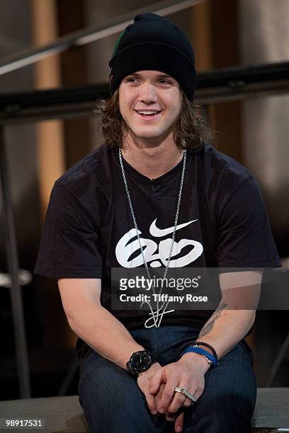Pro snowboarder Louie Vito poses outside of Fuel Tv's "The Daily Habit" on May 7, 2010 in Los Angeles, California.