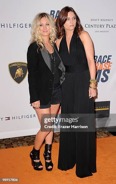 Actresses Kaley Cuoco and Jodi Lyn O'Keefe arrive at the 17th Annual Race to Erase MS event co-chaired by Nancy Davis and Tommy Hilfiger at the Hyatt...
