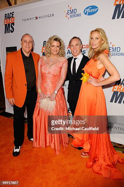 Ken Rickel, Nancy Davis, Designer Tommy Hilfiger and Dee Ocleppo arrive at the 17th Annual Race to Erase MS event co-chaired by Nancy Davis and Tommy...