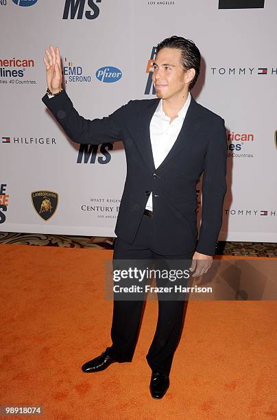 Olympic gold medalist Apolo Ohno arrives at the 17th Annual Race to Erase MS event co-chaired by Nancy Davis and Tommy Hilfiger at the Hyatt Regency...