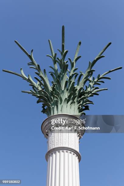 detail, nikolaisaeule, monument of the peaceful revolution, nikolaikirchhof, leipzig, saxony, germany - revolution monument stock pictures, royalty-free photos & images