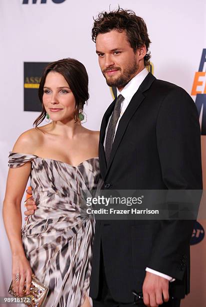 Actors Sophia Bush and Austin Nichols arrive at the 17th Annual Race to Erase MS event co-chaired by Nancy Davis and Tommy Hilfiger at the Hyatt...