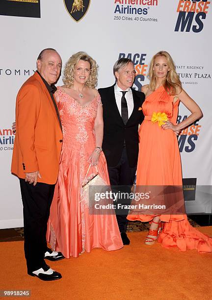 Ken Rickel, Nancy Davis, Designer Tommy Hilfiger and Dee Ocleppo arrive at the 17th Annual Race to Erase MS event co-chaired by Nancy Davis and Tommy...