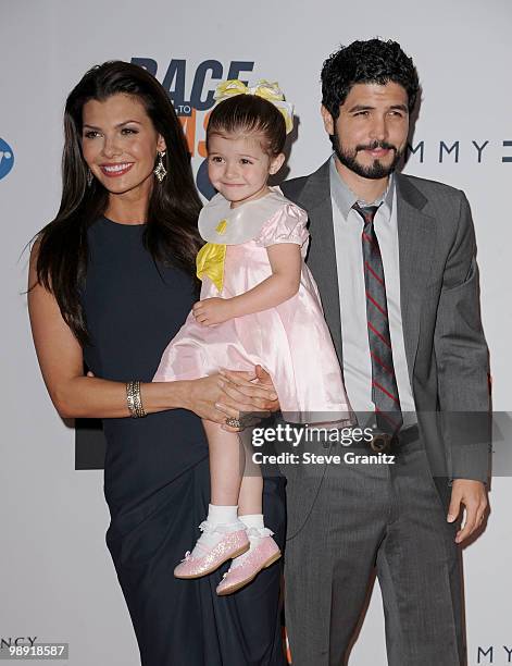 Actress Ali Landry, her daughter Estela Monteverde, and Alejandro Gomez Monteverde arrive at the 17th Annual Race to Erase MS event co-chaired by...