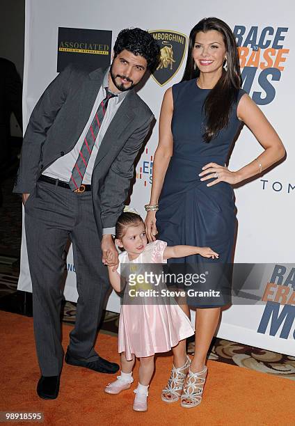Actress Ali Landry, her daughter Estela Monteverde, and Alejandro Gomez Monteverde arrive at the 17th Annual Race to Erase MS event co-chaired by...
