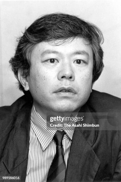 Writer Naoki Inose speaks during the Asahi Shimbun interview on November 1, 1987 in Tokyo, Japan.