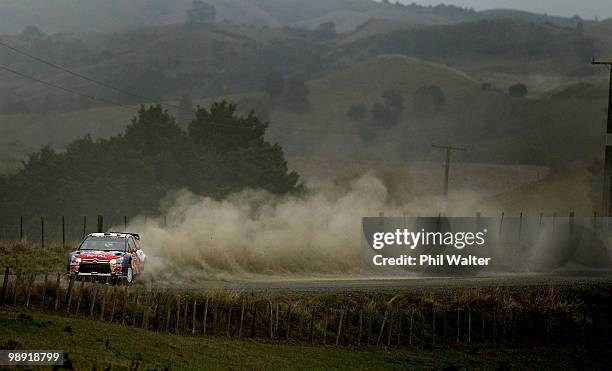 Dani Sordo and co-driver Marc Marti of Spain drive their Citroen C4 WRC during stage 10 of the WRC Rally of New Zealand at Glen Murray on May 8, 2010...