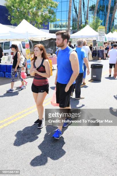 Liam McIntyre and Rein Hasan are seen on July 1, 2018 in Los Angeles, California.