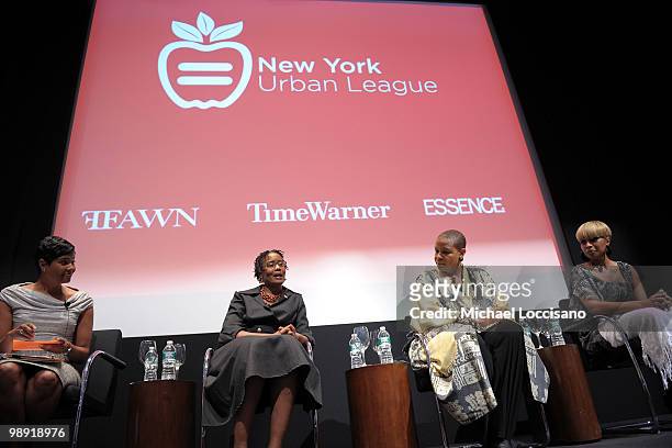 Magazine Editor-in-chief Angela Burt-Murray, President and CEO of NY Urban League Arva Rice, Terrie Williams and singer Mary J. Blige address...