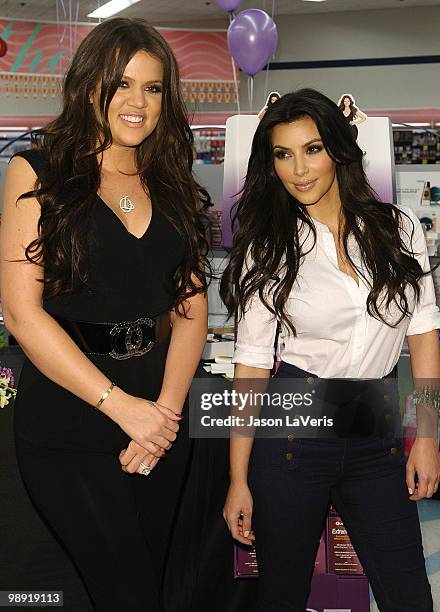 Khloe Kardashian and Kim Kardashian make a special appearance for QuickTrim at Rite Aid on May 6, 2010 in Sherman Oaks, California.