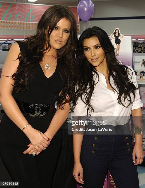 Khloe Kardashian and Kim Kardashian make a special appearance for QuickTrim at Rite Aid on May 6, 2010 in Sherman Oaks, California.