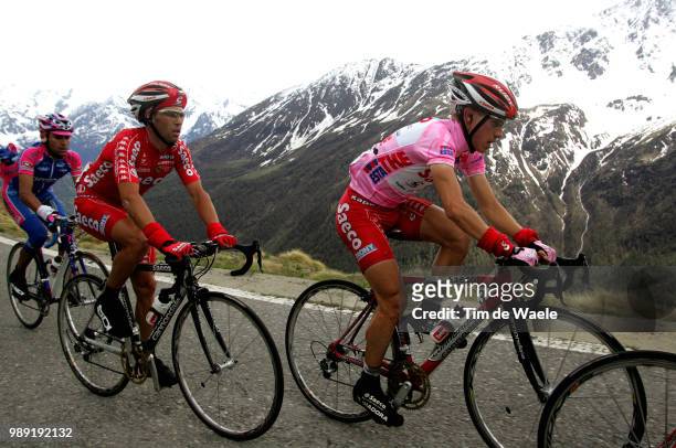 Giro D'Italia 2004Gavia, Cunego Damiano Maillot Rose Pink Jersey Roze Trui, Simoni Gilberto , Garate Cepa Juan Manuel Stage Rit Etape 18 : Cles Val...