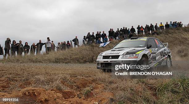 Mark Tapper of New Zealand drives during day 2 of the Rally New Zealand in Waikato on May 8, 2010. Former world champion Petter Solberg took the...