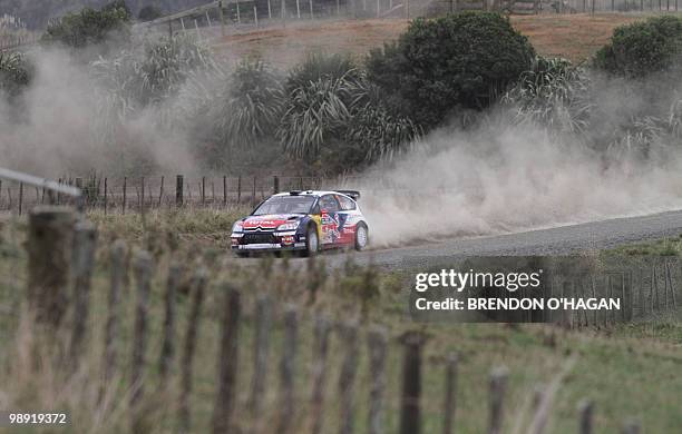 Citroen junior team divers in a citroen C4, Sebastien Ogier of France and co driver Julien Ingrassia drive during day 2 of the Rally New Zealand in...