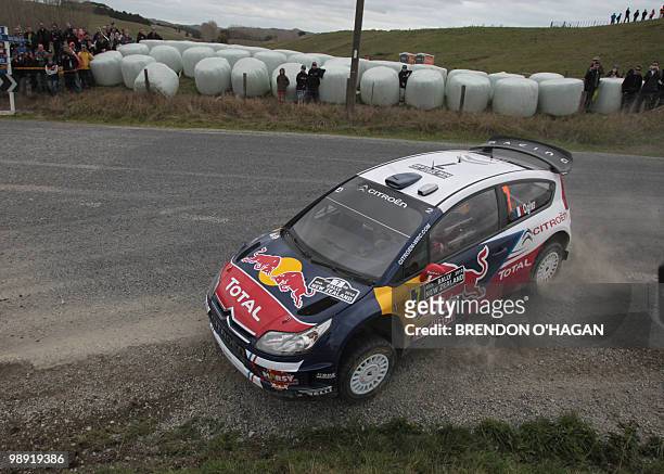 Citroen junior team divers in a citroen C4, Sebastien Ogier of France and co driver Julien Ingrassia drive during day 2 of the Rally New Zealand in...