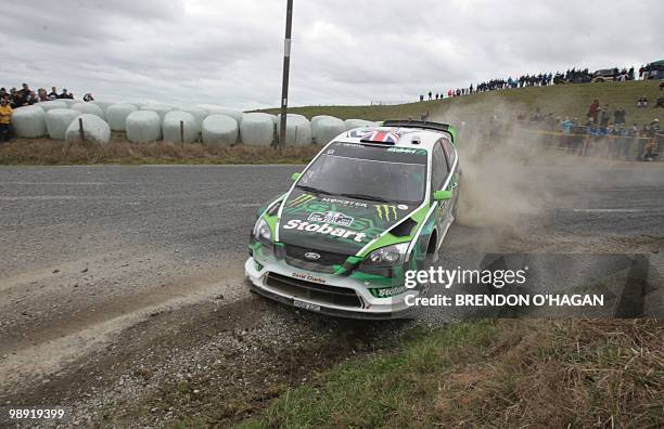 Stobart M Sport Ford rally team drivers in a Ford Focus RS ,Matthew Wilson of Britain and co driver Scott Martin drive during day 2 of the Rally New...