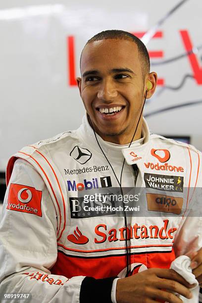 Lewis Hamilton of Great Britain and McLaren Mercedes prepares to drive during practice for the Spanish Formula One Grand Prix at the Circuit de...