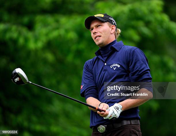 Marcel Siem of Germany plays his tee shot on the 11th hole during the third round of the BMW Italian Open at Royal Park I Roveri on May 8, 2010 in...