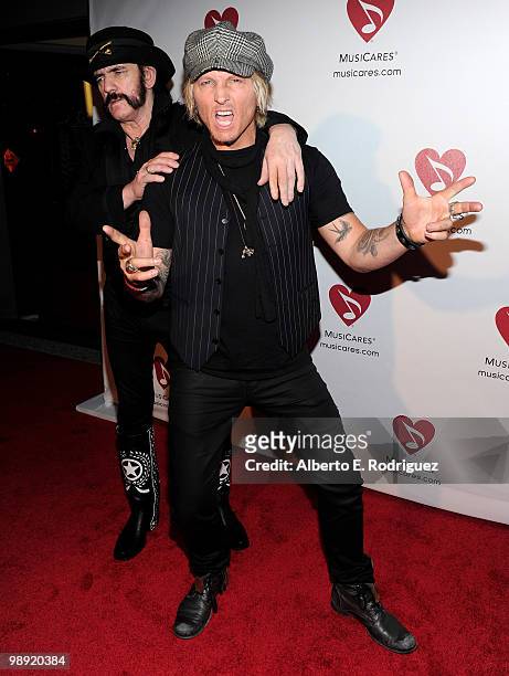 Musician Lemmy Kilmister and musician Matt Sorum arrive at the 6th Annual MusiCares MAP Fund Benefit Concert at Club Nokia on May 7, 2010 in Los...