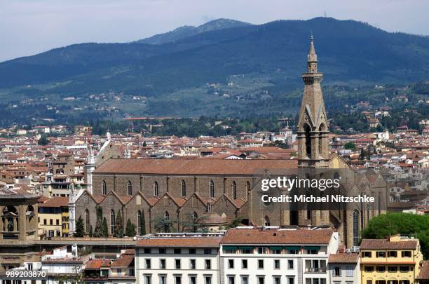 cityscape with santa croce, florence, tuscany, italy - croce stockfoto's en -beelden