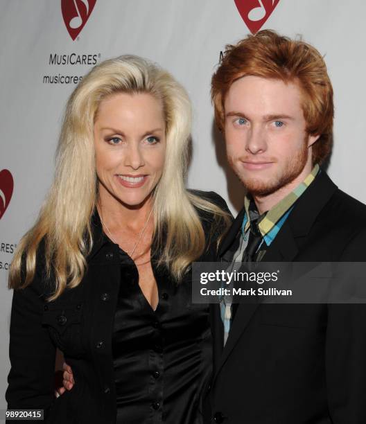 Singer Cherie Currie and son Jake Hays arrive at MusiCares MAP Fund benefit concert at Club Nokia on May 7, 2010 in Los Angeles, California.