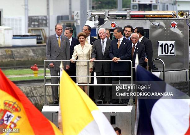 Presidents and leaders King Juan Carlos of Spain, Miguel Angel Rodriguez of Costa Rica, Mireya Moscoso of Panama, Roberto Flores of Honduras, Jimmy...