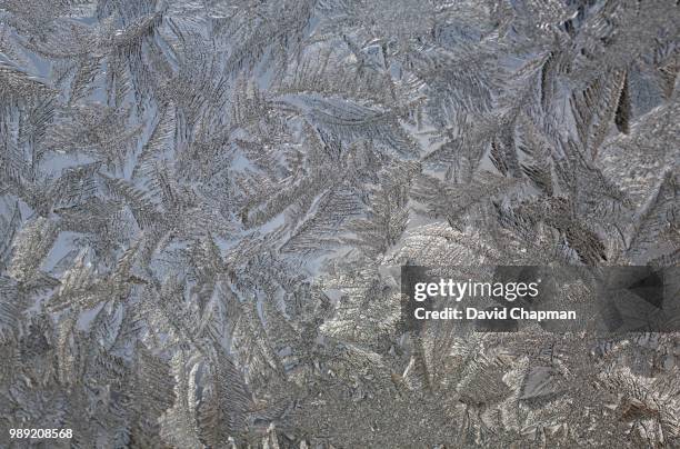 ice and frost on a window, eastern townships, waterloo, quebec, canada - eastern townships stockfoto's en -beelden