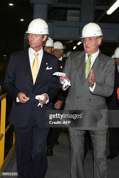 Grand Duke Henri of Luxembourg , and Spain's King Juan Carlos visit the Arcelor-Mittal plant of Esch-Belval, 18 April 2007 in Esch sur Alzette. AFP...