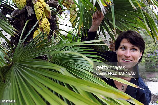 French yachtwoman, Anne Quemere, poses on May 6, 2010 in Quimper, western France. Quemere and three members of "Robinsons des glaces" group will...