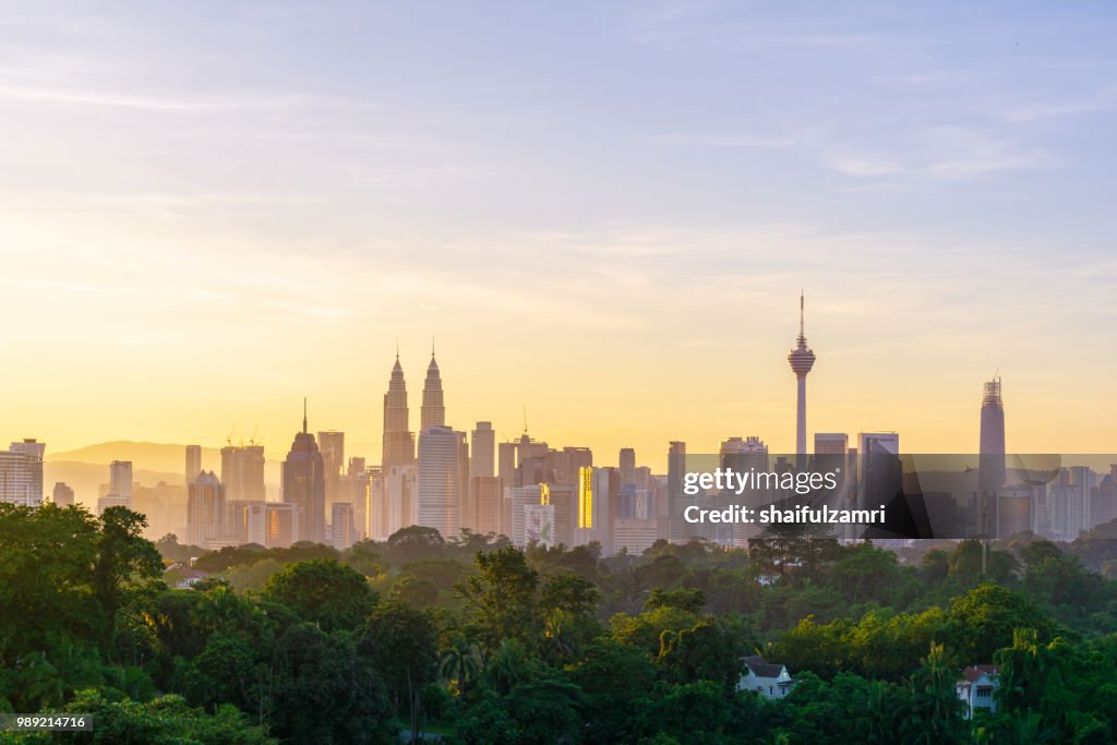 Majestic sunrise over downtown Kuala Lumpur, Malaysia