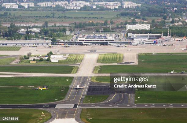 In this aerial view Berlin's Schoenefeld Airport is pictured on May 8, 2010 in Schoenefeld, Germany. The new Airport Berlin Brandenburg International...