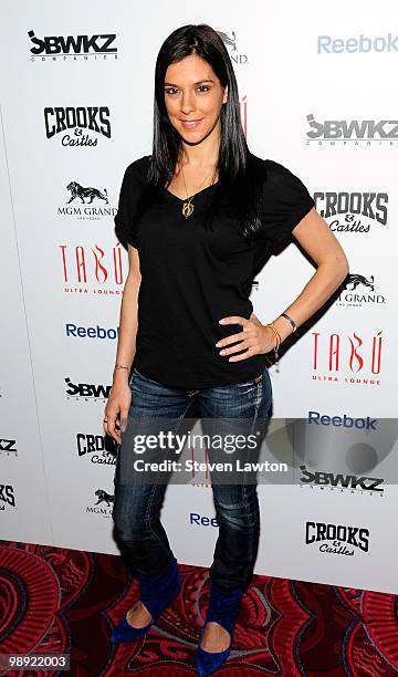 Television personality Jenna Morasca arrives at the Tabu Ultra Lounge at MGM Grand Hotel/Casino for the opening night of the JabbaWockeez dance crew...