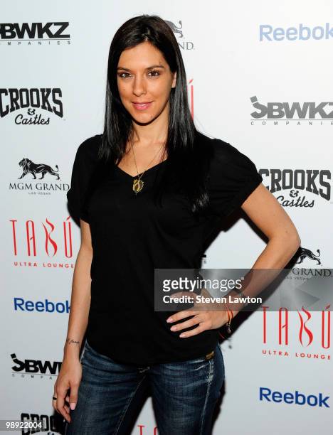Television personality Jenna Morasca arrives at the Tabu Ultra Lounge at MGM Grand Hotel/Casino for the opening night of the JabbaWockeez dance crew...