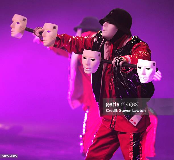 Members of the JabbaWockeez dance crew perform during the opening night of their show, 'MUS.I.C.' at MGM Grand Hotel/Casino on May 7, 2010 in Las...