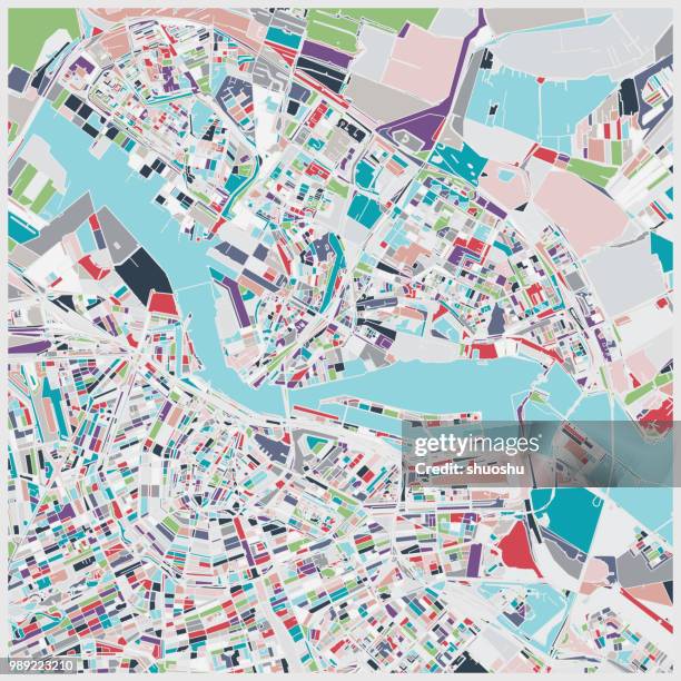 individuation map of amsterdam city - netherlands map stock illustrations