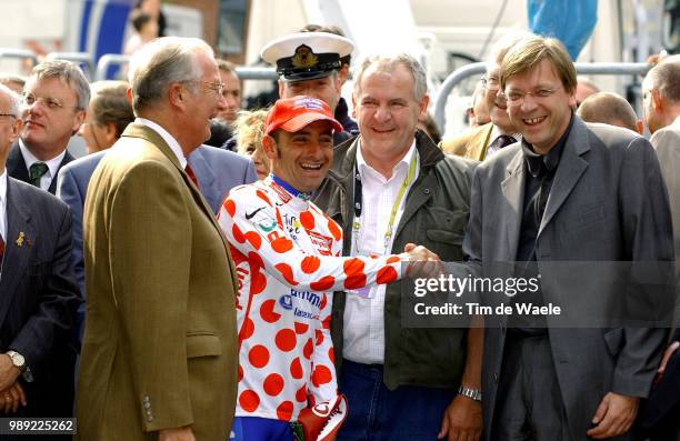 Tour De France 2004 Roi King Koning Albert Of Belgium, Bettini Paolo Mountain Jersey Maillot Montagne Bergtrui Bolletjestrui, Verhostadt Guy Prime...