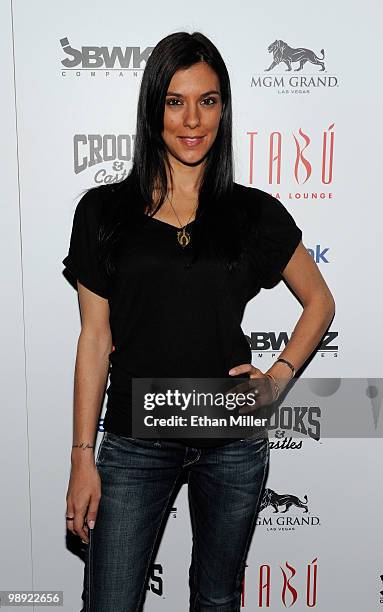 Television personality Jenna Morasca arrives at the Tabu Ultra Lounge at the MGM Grand Hotel/Casino for the opening night of the JabbaWockeez dance...