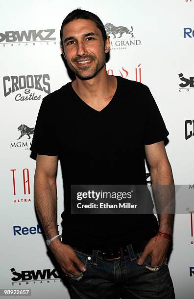 Television personality Ethan Zohn arrives at the Tabu Ultra Lounge at the MGM Grand Hotel/Casino for the opening night of the JabbaWockeez dance crew...