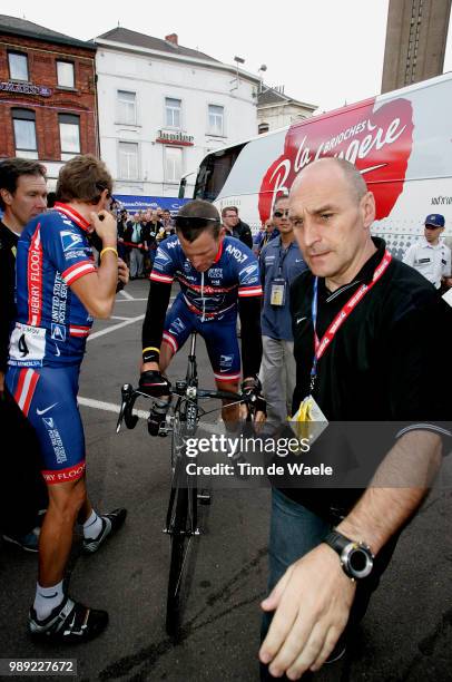 Tour De France 2004 Armstrong Lance , Borlee Serge Bodygard Garde De Corps Lijfwachtstage Etape Rit 2 : Charleroi - Namurronde Van Frankrijk